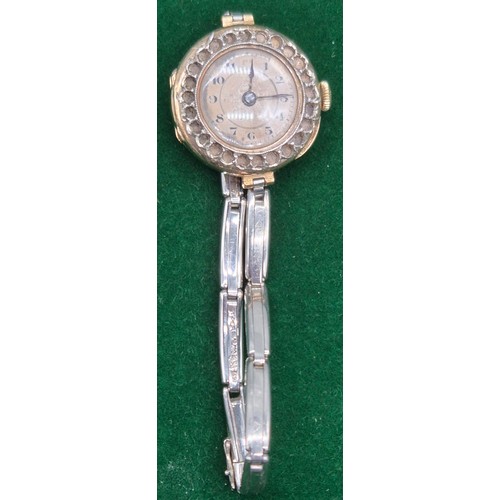 34 - Vintage 18ct white gold strap and 9ct gold cased watch. [Scrap] [21.21grams]