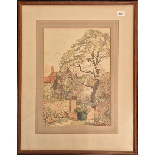 390 - Margaret Rowney 
Original pen and watercolour. Depicting country house and garden. Dated 1933. [Fram... 