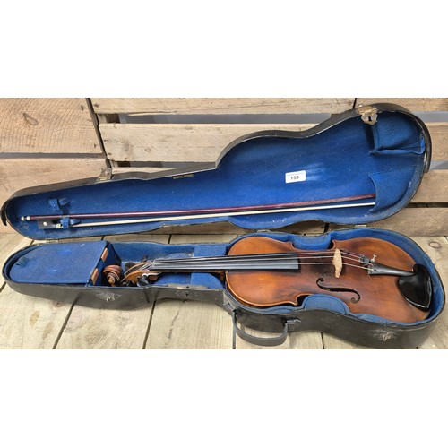 159 - Antique cased Violin. Jacobus Stainer Copy. German, 1890's. 
Full Size. Back Length 356mm. Comes wit... 