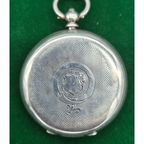 43 - Antique Birmingham silver hallmarked pocket watch, Silver Albert Chain, T- Bar and Birmingham silver... 