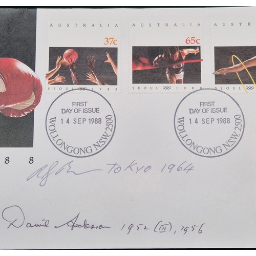 64 - 1st Day Cover Australia 1988 Olympics- signed by Four Olympic medallists.