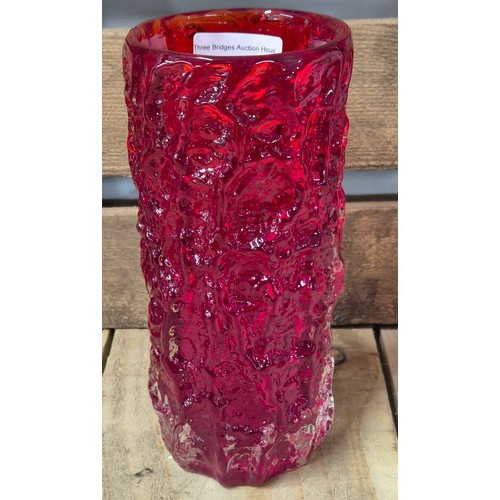 154 - A Vintage White Friars red bark vase. [19cm high]