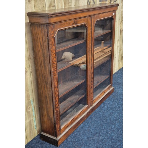 413 - 19th century oak and glass front two door bookcase. Comes with shelving. [127.5144x23cm]