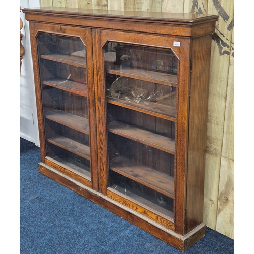 413 - 19th century oak and glass front two door bookcase. Comes with shelving. [127.5144x23cm]