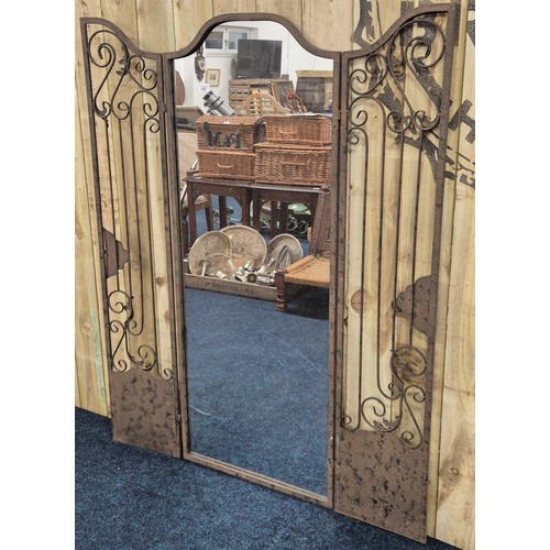 422 - Outdoor Mirror made from Wrought Iron double doors and frame and mirror insert.height 150cm