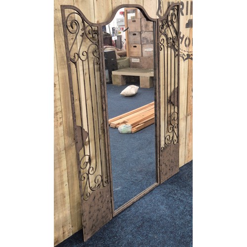 422 - Outdoor Mirror made from Wrought Iron double doors and frame and mirror insert.height 150cm