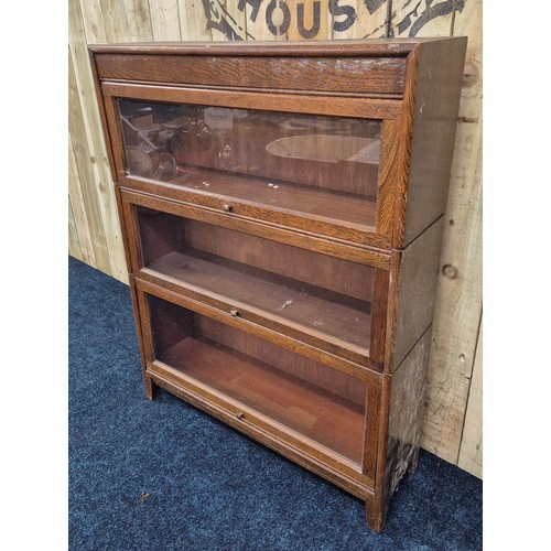 462 - 1920's Three section oak barristers bookcase produced by 