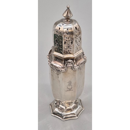 20 - Ornate Sheffield silver hallmarked sugar sifter. Produced by James Deakin & Sons. [17cm high] [154.1... 