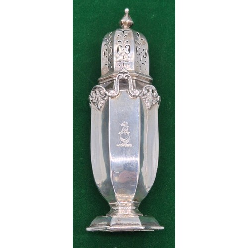 20 - Ornate Sheffield silver hallmarked sugar sifter. Produced by James Deakin & Sons. [17cm high] [154.1... 