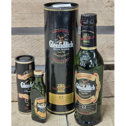 164 - Boxed Glenfiddich Special Reserve aged 12 years- full and sealed- 35cl. Together with Single Malt Gl... 