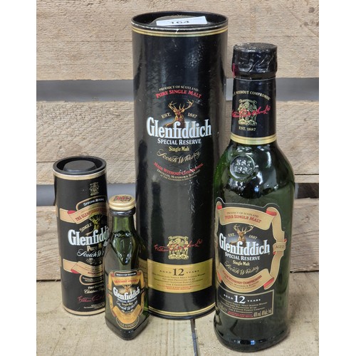 164 - Boxed Glenfiddich Special Reserve aged 12 years- full and sealed- 35cl. Together with Single Malt Gl... 