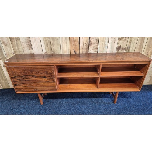 430 - A Mid century sideboard with fitted cupboard & shelves on base support [76.5x184x30.5cm]