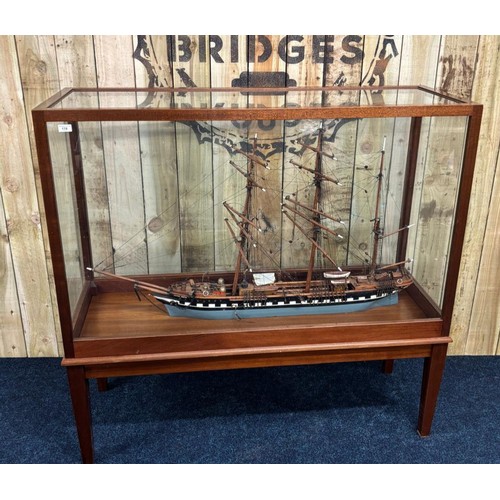 178 - A Large and Impressive cased British Empire Galleon ship model. Fitted within a large wood and glass... 