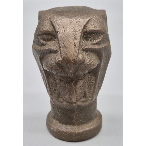 47 - Heavy solid Bronze panther head sculpture. [9.5cm high]