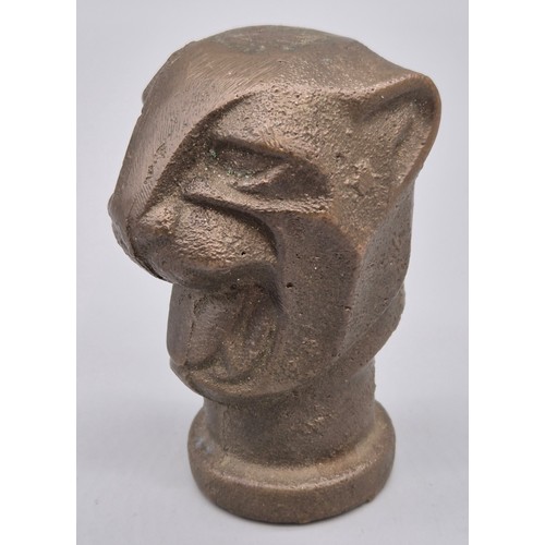 47 - Heavy solid Bronze panther head sculpture. [9.5cm high]