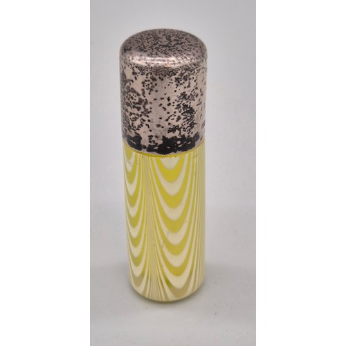 53 - Webbs & S Mordan Yellow and white glass perfume bottle. London silver screw top- cork still present ... 