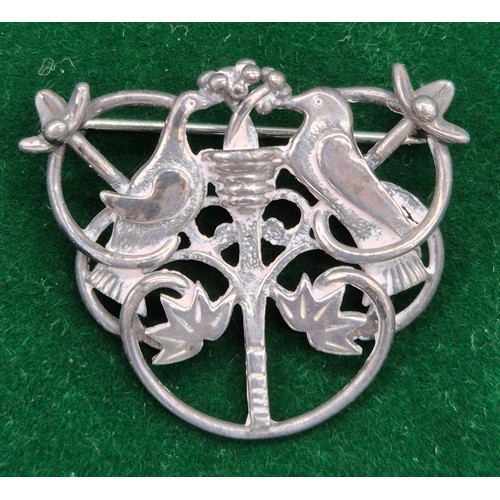 61 - Three silver brooches; Edinburgh silver Ola Gorie Tree of life brooch, Ola Gorie Edinburgh silver an... 