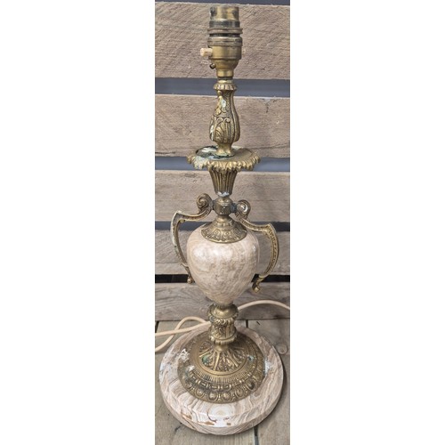 254 - A Pair of Ornate onyx & metal urn table lamps [45.5cm tall]