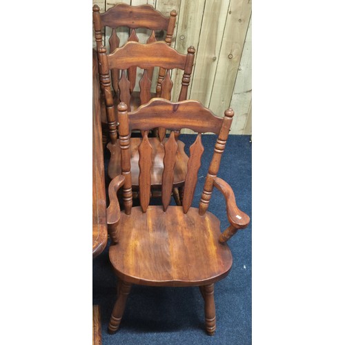 208 - Large & heavy Farm house pine table & four chairs