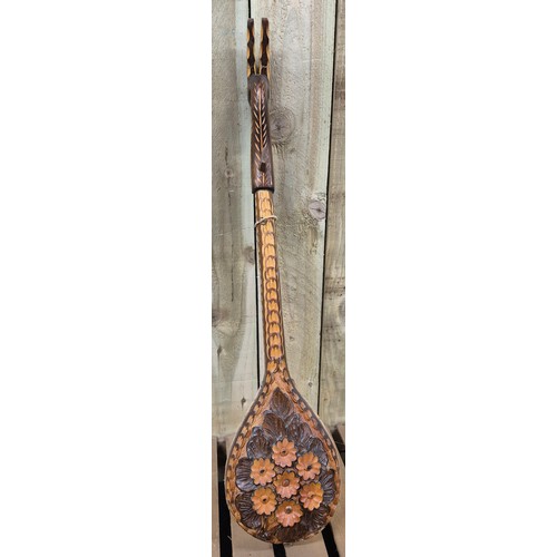 137 - A Vintage Hand Carved Bulkan Gusle String Instrument [93cm height]