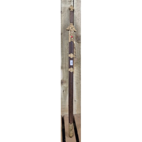 132 - Reproduction Jian Sheng Kungfu style Sword with Wood & metal bound Scabbard [101cm length]