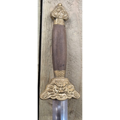 132 - Reproduction Jian Sheng Kungfu style Sword with Wood & metal bound Scabbard [101cm length]