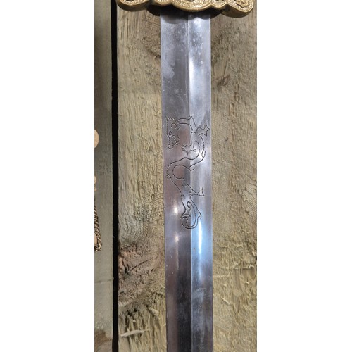 132 - Reproduction Jian Sheng Kungfu style Sword with Wood & metal bound Scabbard [101cm length]