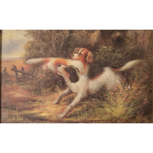 150 - Reproduction Dog scene print fitted within a gilt and moulded frame. [Frame- 23x27cm]