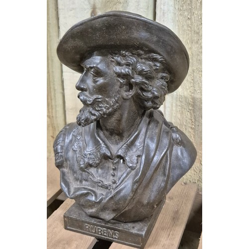 146 - Antique Bronzed Spelter portrait bust of Peter Paul Rubens by Albert Ernest Carrier-Belleuse. Comes ... 