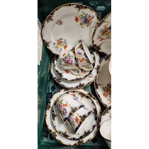 221 - A crate of Austrian Vienna flower pattern tea ware