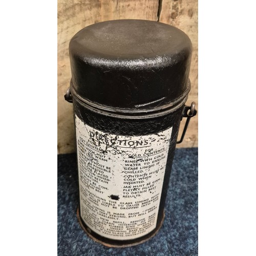 225 - A Crate of collectables; Aneroid barometer, Valor vintage  petrol can, Hot food canister & other ite... 