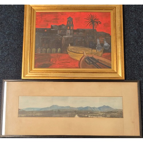 250 - A collection of Two Art works; Eastern Oil painting on Board 