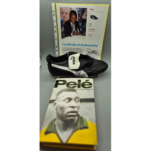 59A - Signed Pele Puma football boot with certificate of Authenticity dated 10th of August 2012 together w... 