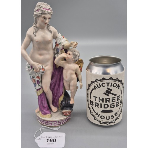 160 - Late 18th century Berlin porcelain figural group of Venus and Cupid. Marking to underside. [20.5cm h... 