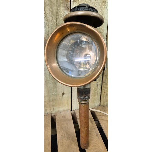 228 - 19th century coach lantern- converted to electric. [48cm length]