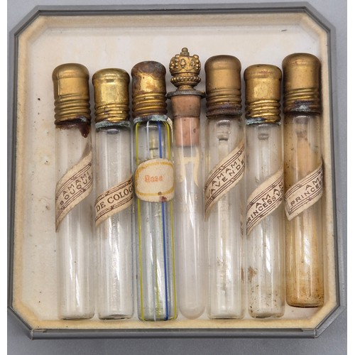 46 - A Selection of antique and vintage perfume bottles; French Amami perfume bottles, Moser blue glass a... 