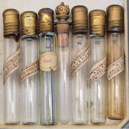 46 - A Selection of antique and vintage perfume bottles; French Amami perfume bottles, Moser blue glass a... 