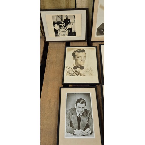 229 - A Selection of framed musician photographs- some signed.