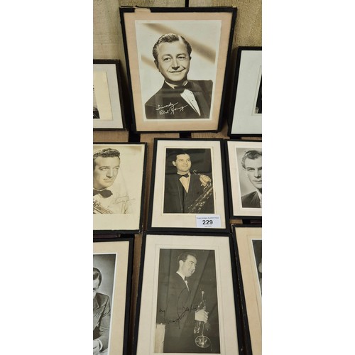 229 - A Selection of framed musician photographs- some signed.