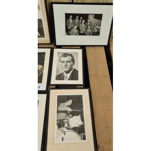 229 - A Selection of framed musician photographs- some signed.