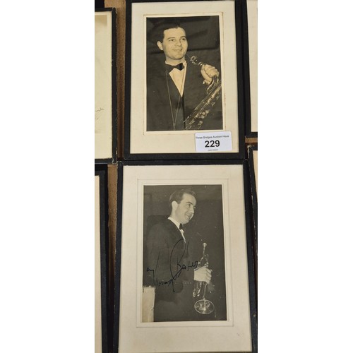 229 - A Selection of framed musician photographs- some signed.