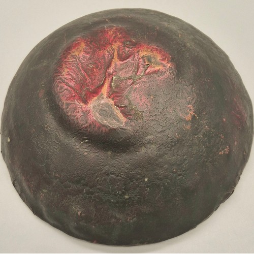 164 - Antique and heavy Bronze bowl sculpture. Green and red patina. [8cm high, 20cm diameter]