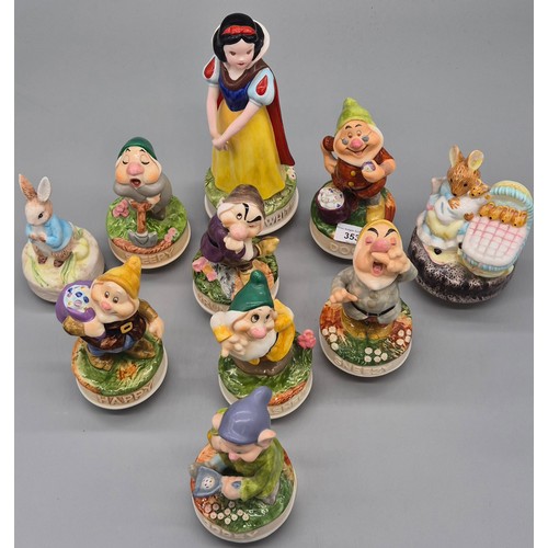 353 - Schmid collectable music figures; Snow White and the seven dwarfs and Beatrix potter