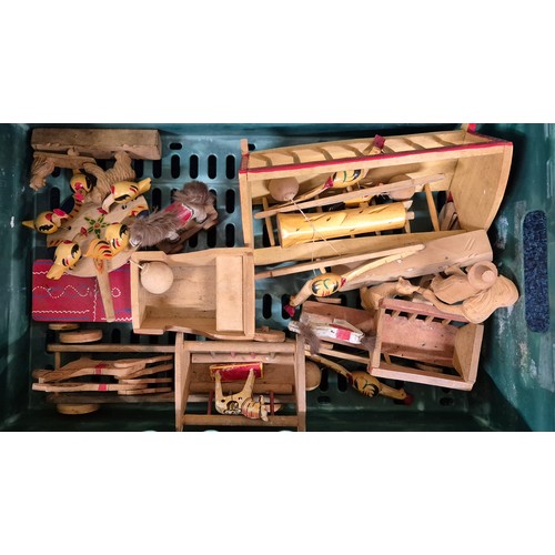 358 - Crate of vintage childrens wooden toys.