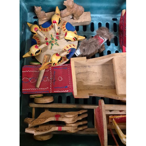 358 - Crate of vintage childrens wooden toys.