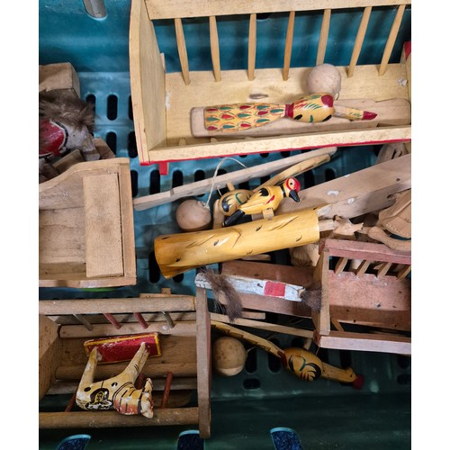 358 - Crate of vintage childrens wooden toys.