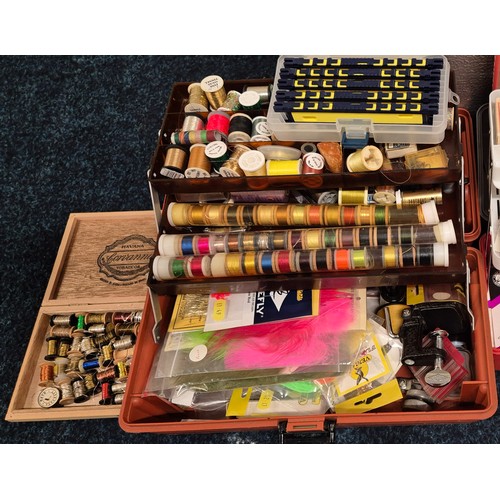 354 - Hard travel case containing a collection of fly tying items.