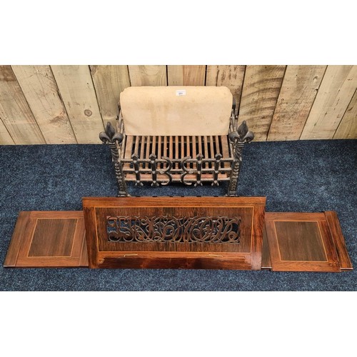 351 - Antique heavy Cast iron fire basket together with Piano Sheet Stand