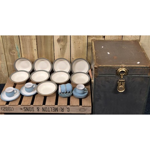 352 - A Collection of Mid Century Denby Studio pottery tea ware together with hard case trunk