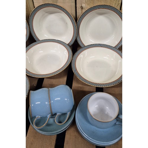 352 - A Collection of Mid Century Denby Studio pottery tea ware together with hard case trunk